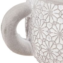 Artikel Theepot decoratieve keramische plantenbak wit gewassen 16×10,5×8cm 3 st