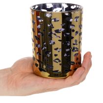Artikel Glazen theelichthouder met luipaardprint voor tafeldecoratie, 12 cm