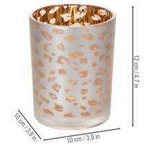 Artikel Glazen theelichthouder met luipaardprint, 12 cm