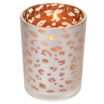 Artikel Glazen theelichthouder met luipaardprint, 12 cm