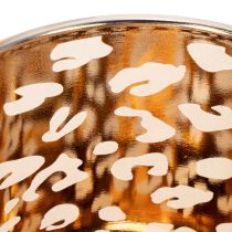 Artikel Glazen theelichthouder met luipaardprint, tweekleurig, 8 cm