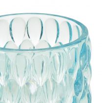 Artikel Theelichtglas lichtblauw getint glas lantaarn Ø9,5cm H9cm 2st