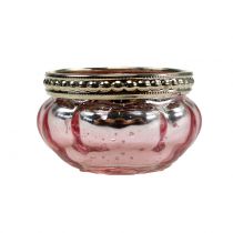 Theelicht glas roze Ø6cm H3.5cm