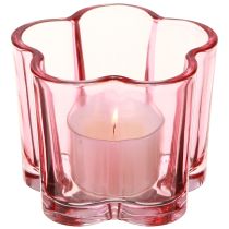 Artikel Theelichthouder bloem theelicht glas roze Ø7,5cm H6cm 6 stuks