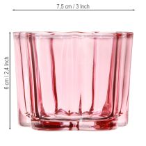 Artikel Theelichthouder bloem theelicht glas roze Ø7,5cm H6cm 6st