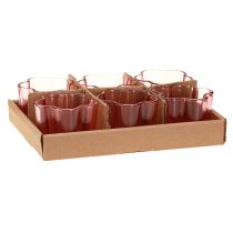 Artikel Theelichthouder bloem theelicht glas roze Ø7,5cm H6cm 6st