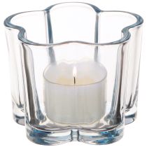 Artikel Theelichthouder glas bloem theelicht glas blauw Ø7,5cm H6cm 6 stuks