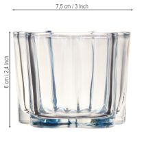 Artikel Theelichthouder glas bloem theelicht glas blauw Ø7,5cm H6cm 6 stuks