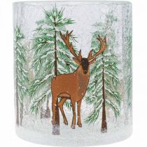 Artikel Theelichthouder glas Kerst Crackle theelichtglas H10cm