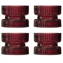 Artikel Theelichthouder glas decoratief geribbeld bes Ø9cm H7cm 4 st