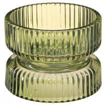 Artikel Theelichthouder glas decoratief geribbeld groen Ø9cm H7cm 4 st