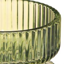 Artikel Theelichthouder glas decoratief geribbeld groen Ø9cm H7cm 4 st