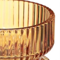 Artikel Theelichthouder glas geribbeld decoratief oranje Ø9cm H7cm 4 st