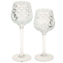 Artikel Theelichthouder glazen kegel met voet H19,5/22,5cm set van 2