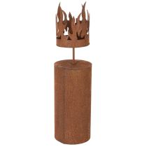 Artikel Theelichthouder, kaarsvormig, roestdecoratie, metaal met patina, H36cm