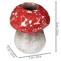 Artikel Decoratieve paddenstoel, vliegenzwam, theelichthouder als tafeldecoratie, 9 cm