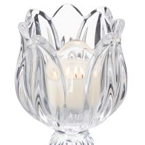 Artikel Glazen kaarsenstandaards met bloemenmotief voor een elegante tafeldecoratie, 14 cm, 2 stuks