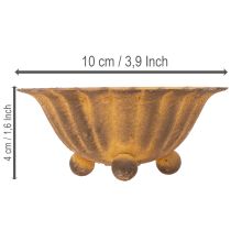 Artikel Vintage theelichthouder, klein schaaltje, roestkleurig metaal, Ø10cm, H4,5cm