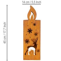 Artikel Kersttheelichthouder, roestige metalen kaarsenhouder, hert, 45x14cm