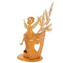 Artikel Kersttheelichthouder, engelversiering, roestkleurige decoratie, Ø8cm H18cm
