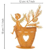 Artikel Kersttheelichthouder, engelversiering, roestkleurige decoratie, Ø8cm H18cm