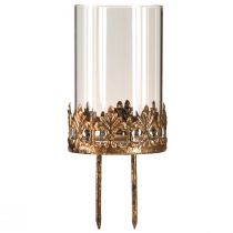 Artikel Theelichthouder met glas om in te steken antiek look goud Ø5,5cm 4 stuks