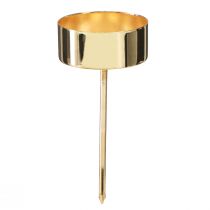 Artikel Theelichthouder om in te steken metaal goud H9cm 8 st