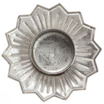 Artikel Theelichthouder om in te steken zilver metaal Ø9cm H9cm 4st