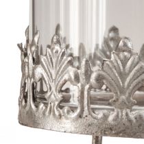Artikel Theelichthouder om in te steken met glas zilver antiek Ø7cm 4 st