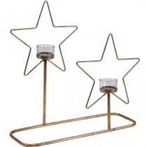 Artikel Theelichthouder Star Metal Golden Vintage 2 vlammen L38cm