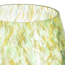 Artikel Theelichthouder glasdecoratie geel groen patroon Ø6,5cm H10cm