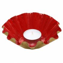 Artikel Decoratieve schaal bakvorm emaille look rood, goud Ø12,5cm H4cm