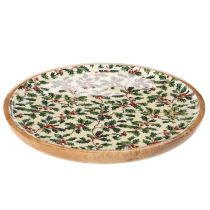Artikel Kerstdecoratiebord met hulstmotief, 25 cm
