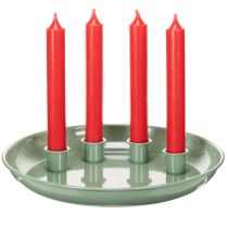 Artikel Adventskrans met kaarsenhouder, groen, met vier kaarsenhouders, 24 cm