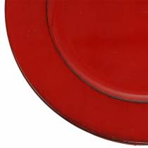 Decoratief bord rood / zwart Ø22cm