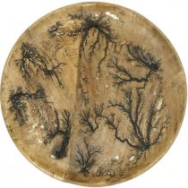 Decoratief bord hout natuur, goud craquelé effect mangohout Ø30