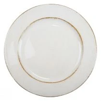 Artikel Decoratief bord rond kunststof retro wit bruin glans Ø30cm
