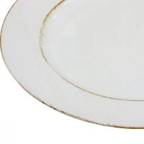 Artikel Decoratief bord rond kunststof retro wit bruin glans Ø30cm