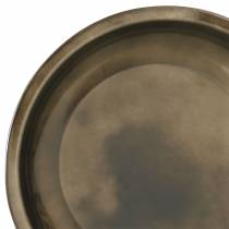 Decoratief bord van glanzend brons metaal Ø23,5cm