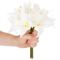 Artikel Kunstmatige witte tijgerlelies voor vazen en bloemstukken, bosje van 6 bloemen (29 cm).