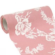 Artikel Tafellint bloemmotief tafelloper katoen roze 15cm 3m
