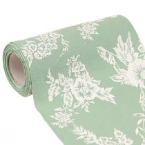 Artikel Tafellint groen rollint bloemen katoen mint 15cm 3m