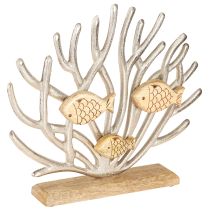 Artikel Tafeldecoratie maritiem koraal decoratie vis hout metaal L30cm