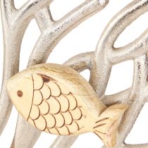 Artikel Tafeldecoratie maritiem koraal decoratie vis hout metaal L30cm