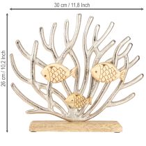 Artikel Nautische tafeldecoratie, koraaldecoratie, vissen, hout, metaal, L30cm
