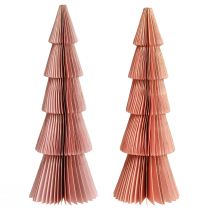 Artikel Tafeldecoratie kerstboom honingraatpapier Abrikoos Goud H30cm 2 st