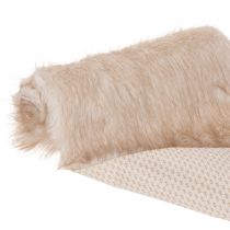 Artikel Beige tafelloper met een rand van imitatiebont, 24x140 cm