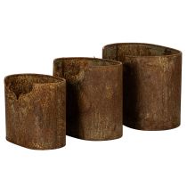 Artikel Bloempotten met hertenmotief, ovaal, rustiek, metalen set van 3, 24 cm