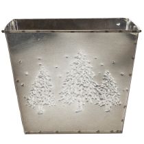 Artikel Vierkante metalen plantenbak met dennenboommotief, 18 cm