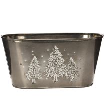 Artikel Ovale plantenbak met reliëf van een sparrenboom, 25 cm